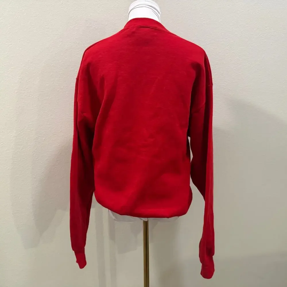 Vintage Orvis Cat Sweatshirt Red Novelty Crewneck Medium Embroidered Grandmacore